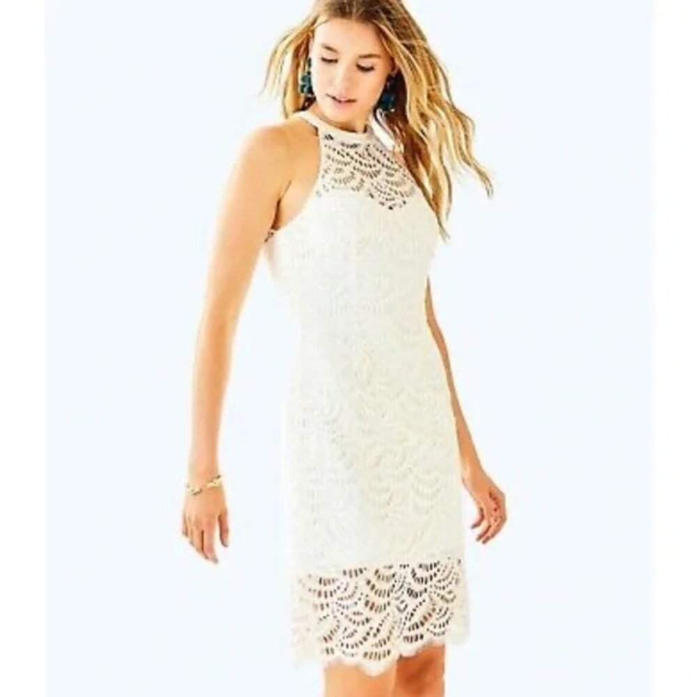 Lilly Pulitzer Kenna Halter Dress White Lace